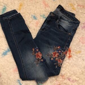 Miss Me Floral Stitch Skinny Jeans
